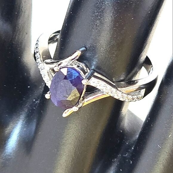 Natural Sapphire set "Afina" 925 Sterling Silver Earrings Pendant Ring 6.75/7.75 - Picture 4 of 10